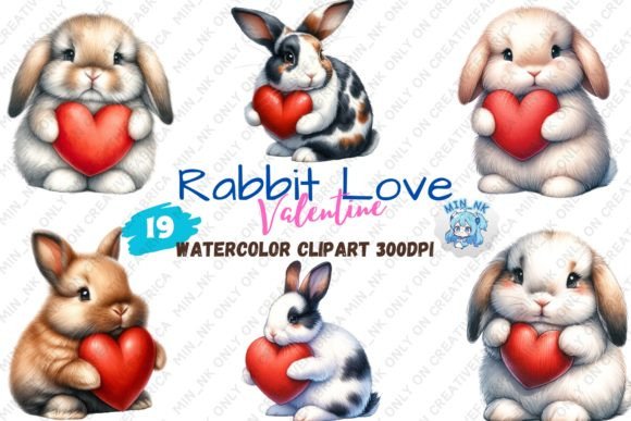 Charming Rabbit Love Valentine Watercolor Clipart for Editorial & Blog Design