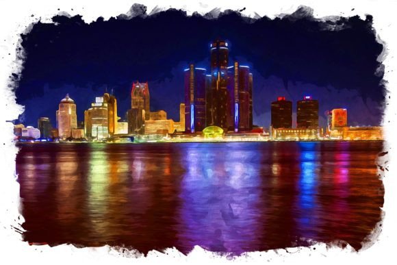 Detroit Watercolor Graphic: A Visual Review for Etsy & Digital Sellers