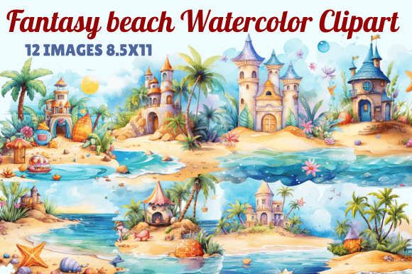 Fantasy Beach Watercolor Clipart: A Designer’s Honest Take for Real Embroidery Use