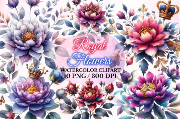 h1Watercolor Royal Flowers Illustrations for Digital Sellers/h1