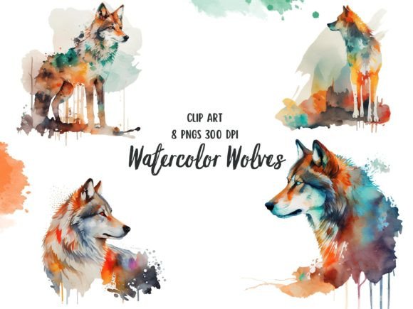 h1Watercolor Wolves Clipart Png Set for Illustrations Sellersh1