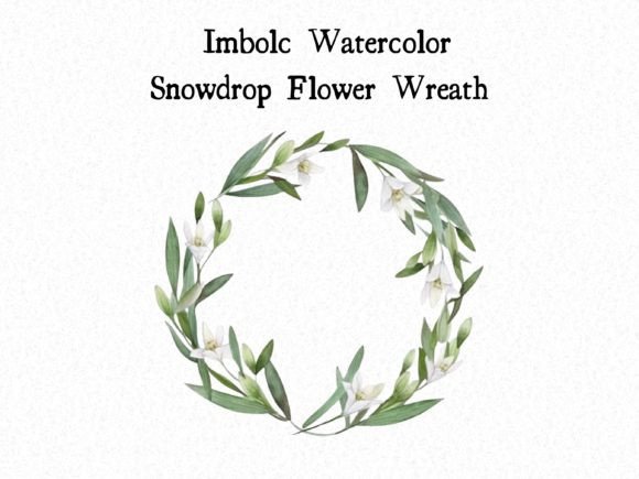 Imbolc Snowdrop Flower Watercolor Wreath: A Seasonal Illustration for Local Branding
