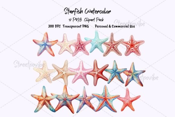 Starfish Watercolor Clipart Review for Real Embroidery Projects