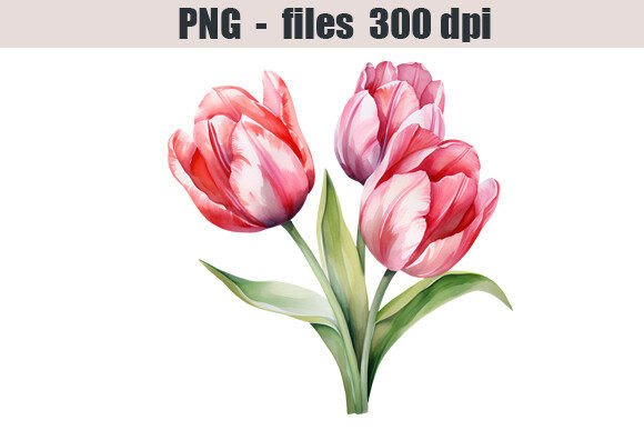 Tulip Flower Watercolor Clipart for Bloggers & Digital Publishers