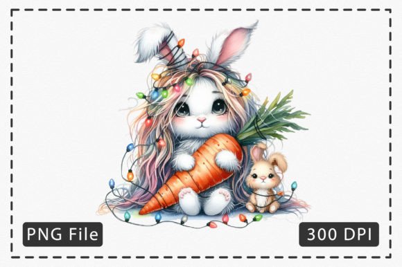 Watercolor Bunny Carrot Clipart: A Charming Addition to Local Brand Illustrations