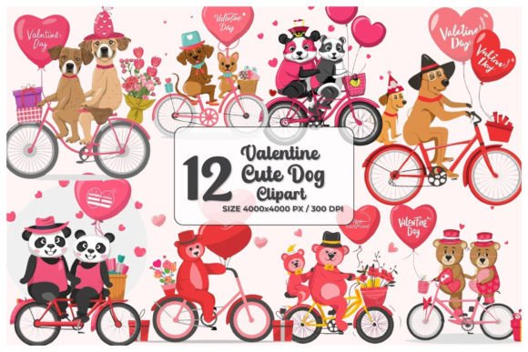Watercolor Dog on Cycle Illustrations for Creative Sellers