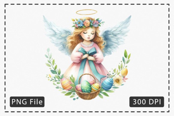 Watercolor Easter Angel PNG: A Delicate Illustration for Spring Branding