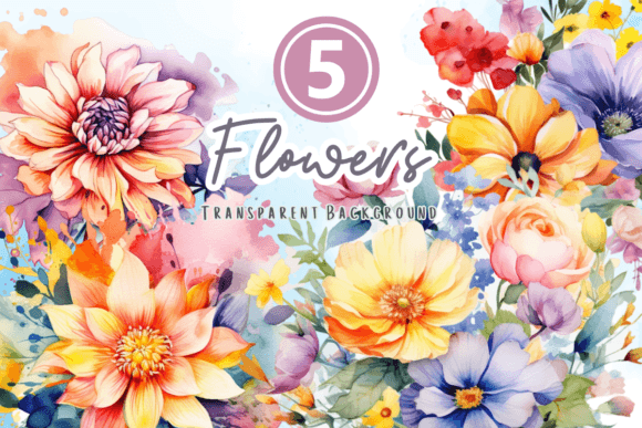 Watercolor Flowers Bouquet Clipart – Soft, Elegant Illustrations for Handmade Crafting