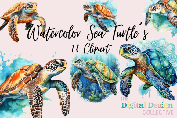 Watercolor Sea Turtle Illustrations for Blog & Editorial Design