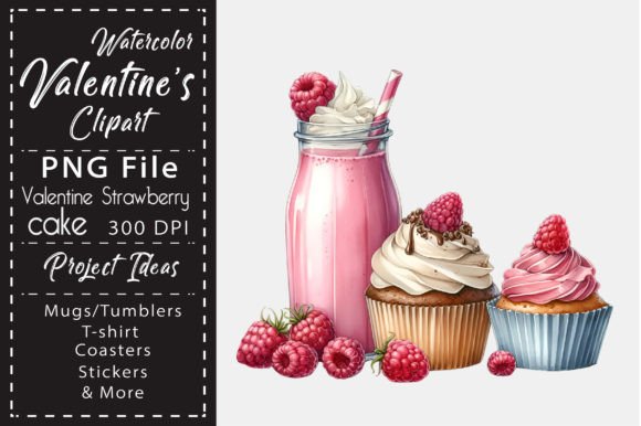 Watercolor Strawberry Cake Illustrations for Blog & Editorial Design