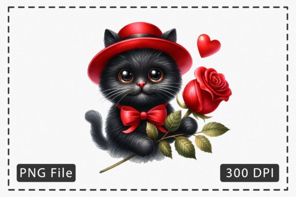 Watercolor Valentine Black Cat Clipart: A Designer’s Take for Local Business Branding