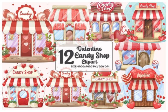 Watercolor Valentine's Day Shop Clipart for Creative Sellers