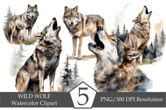 Watercolor Wild Wolf Illustration: A Versatile Design for Crafters & Handmade Sellers